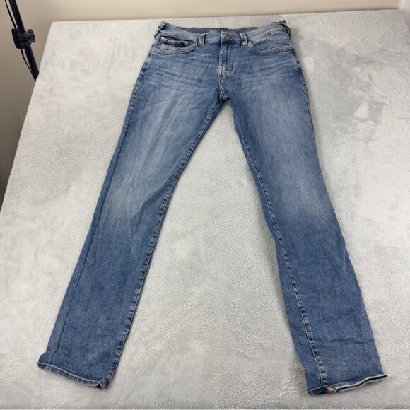 True Religion NWOT Embroidered Stitched Jeans Men's Size 34x34 Light Blue Denim - Picture 3 of 10